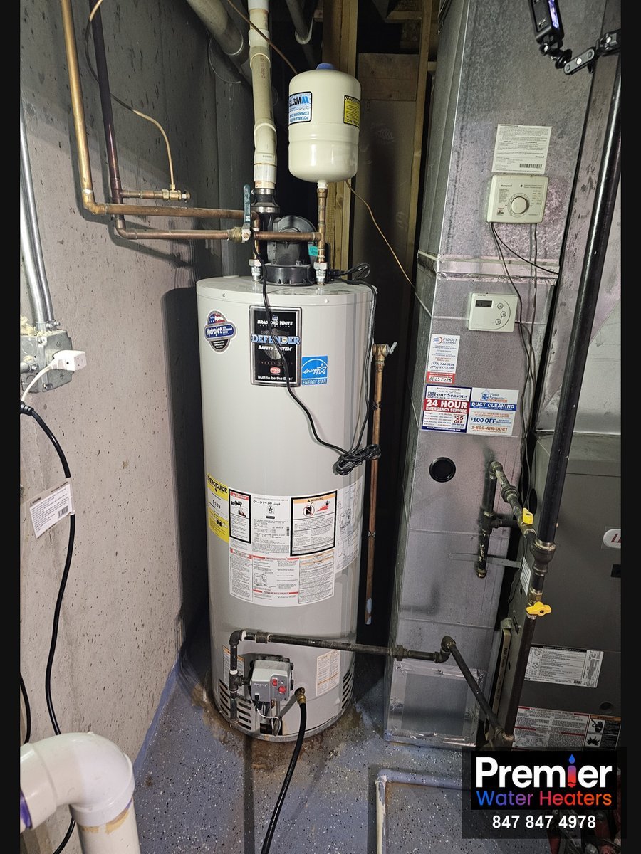 Bradford White 50-gallon power vent water heater before replacement Algonquin IL Premier Water Heaters
