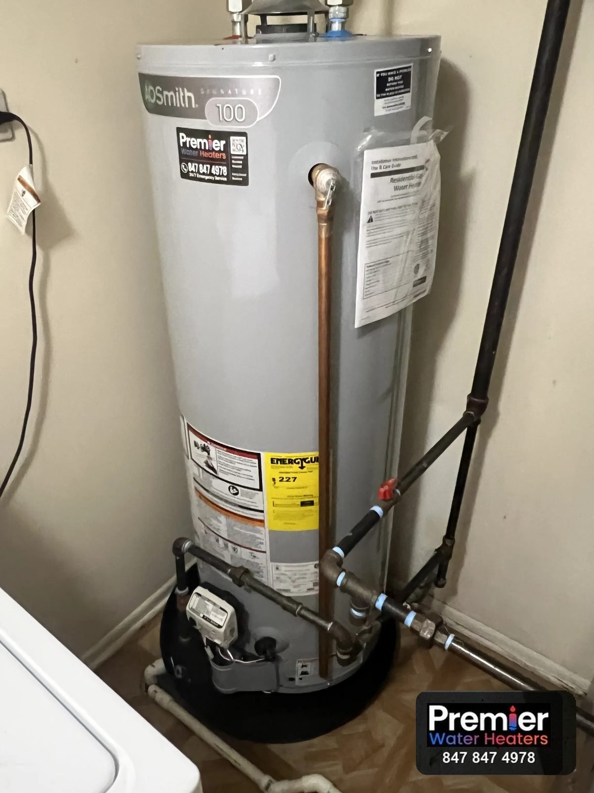 New AO Smith Signature 100 40 gallon water heater second angle Buffalo Grove IL