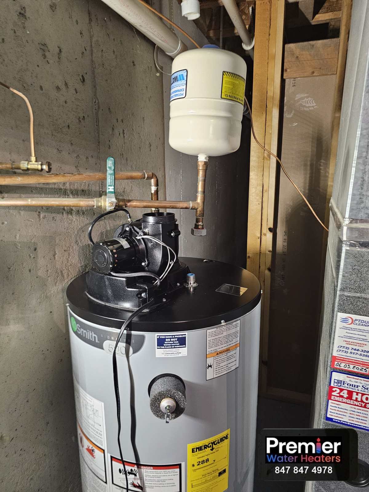 AO Smith Signature 500 power vent blower and expansion tank Algonquin IL