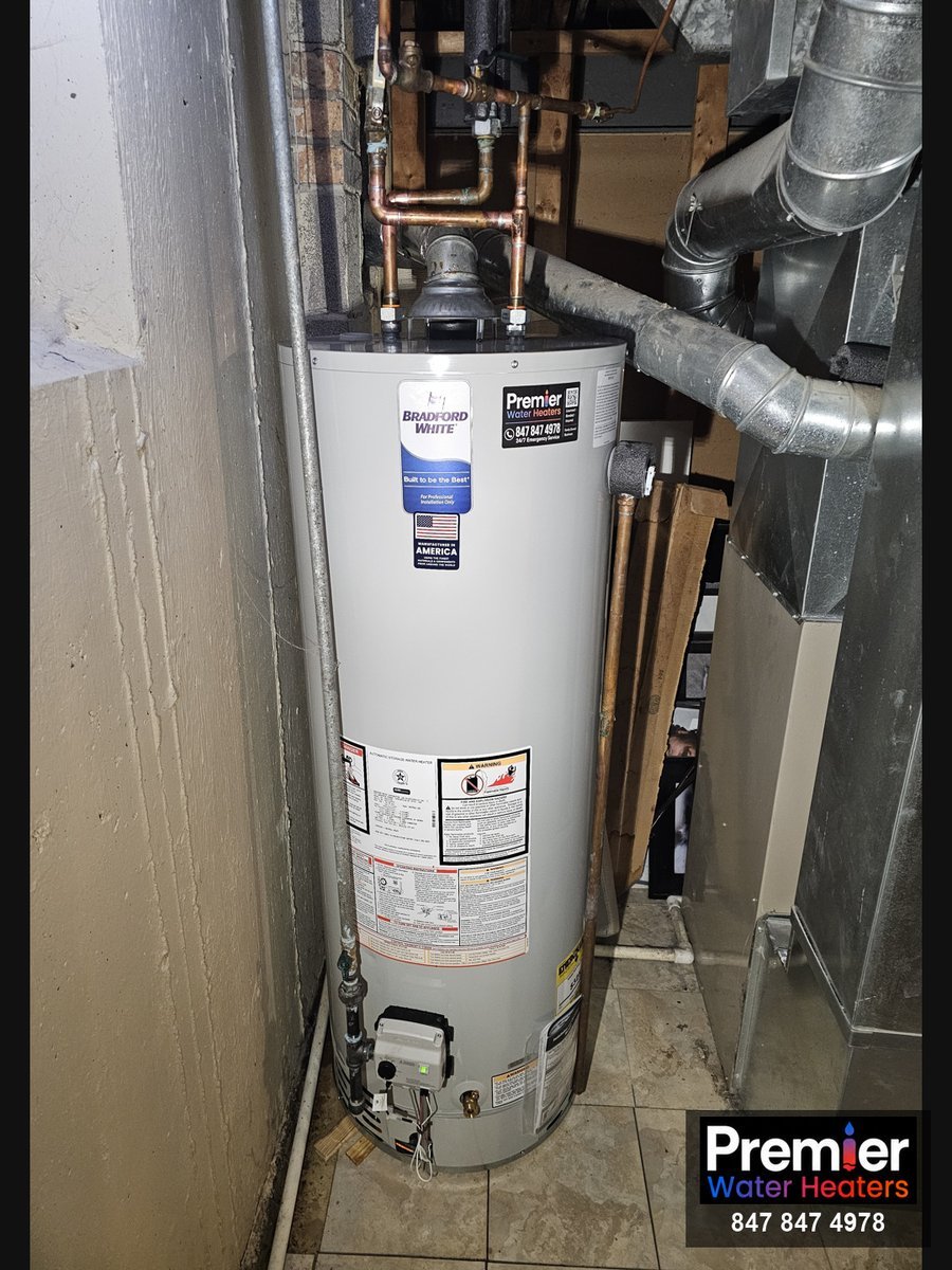 Bradford White 50-gallon water heater installed Arlington Heights IL Premier Water Heaters
