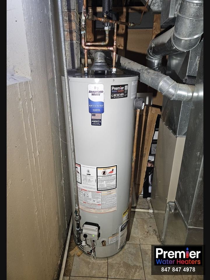 Bradford White 50-gallon water heater installed in Arlington Heights IL by Premier Water Heaters