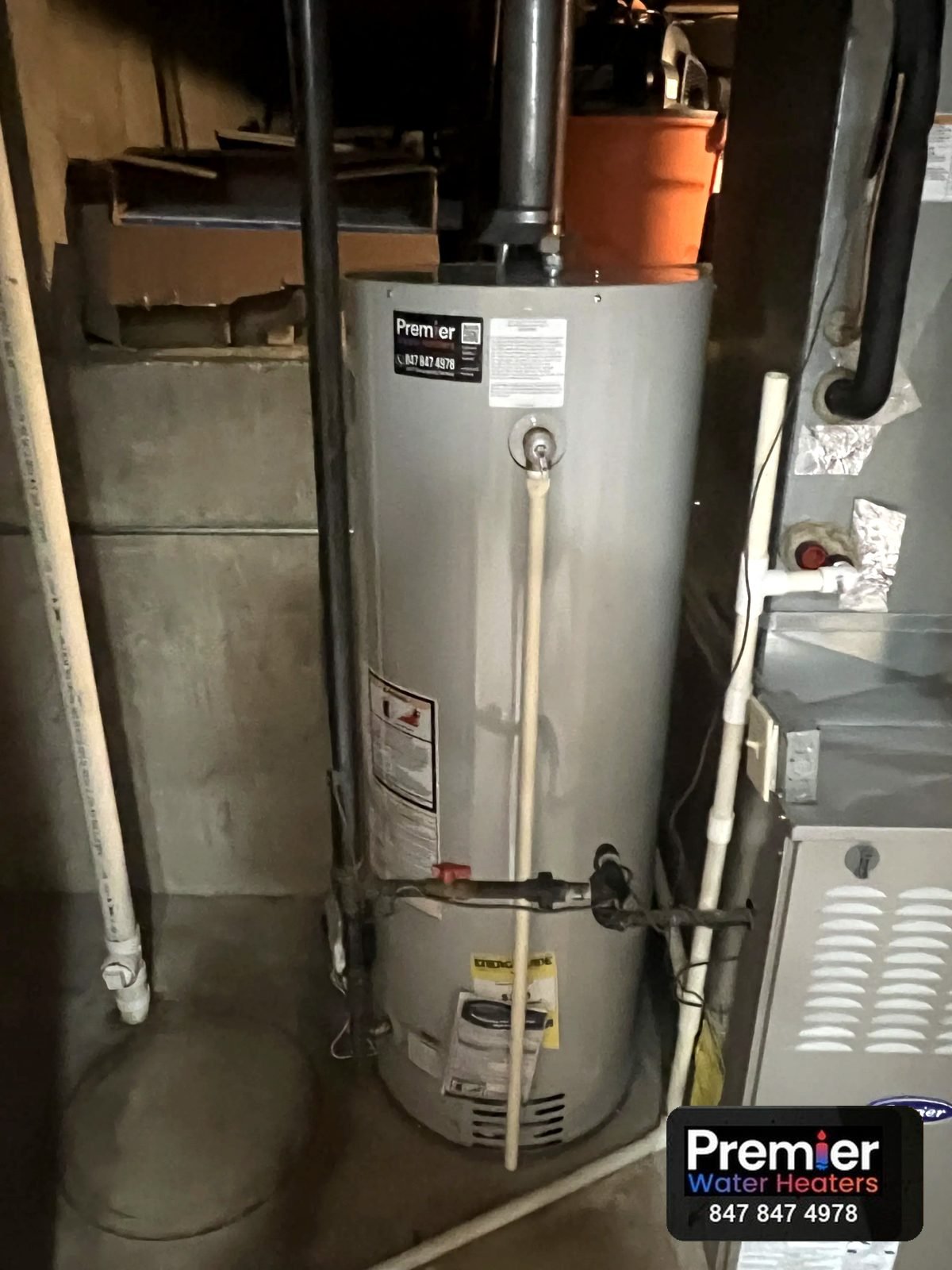 Bradford White 40 gallon gas water heater installed Cary IL Premier Water Heaters