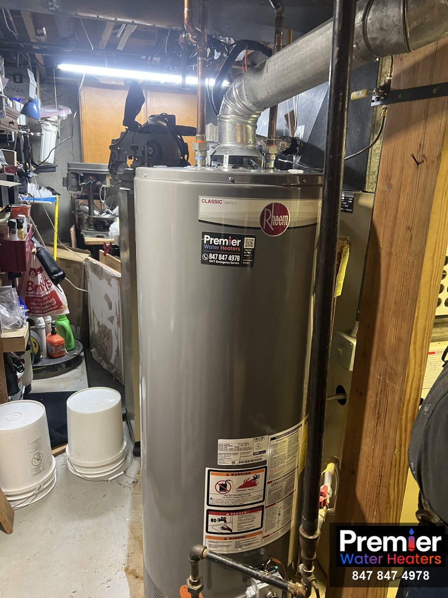 Rheem Professional Classic 50-gallon water heater installed Buffalo Grove IL Premier Water Heaters