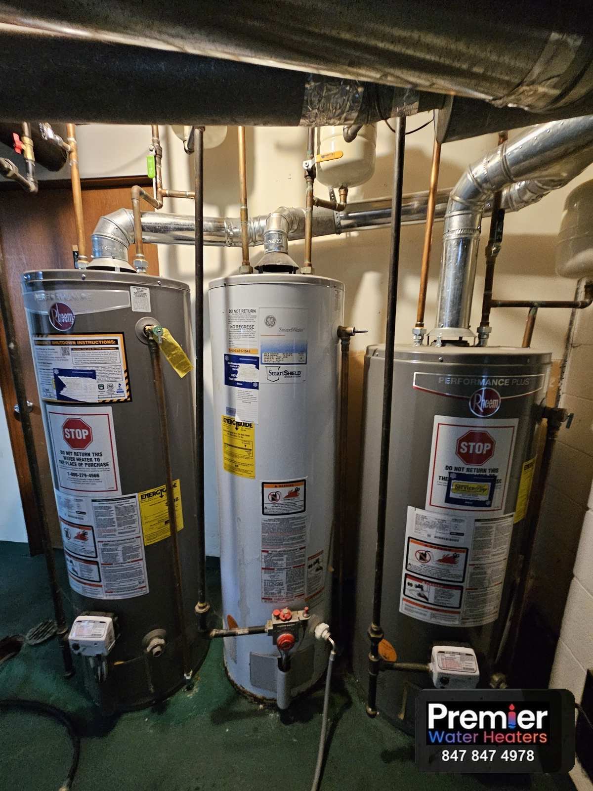 Leaking GE SmartWater 40 gallon gas water heater before replacement Barrington IL