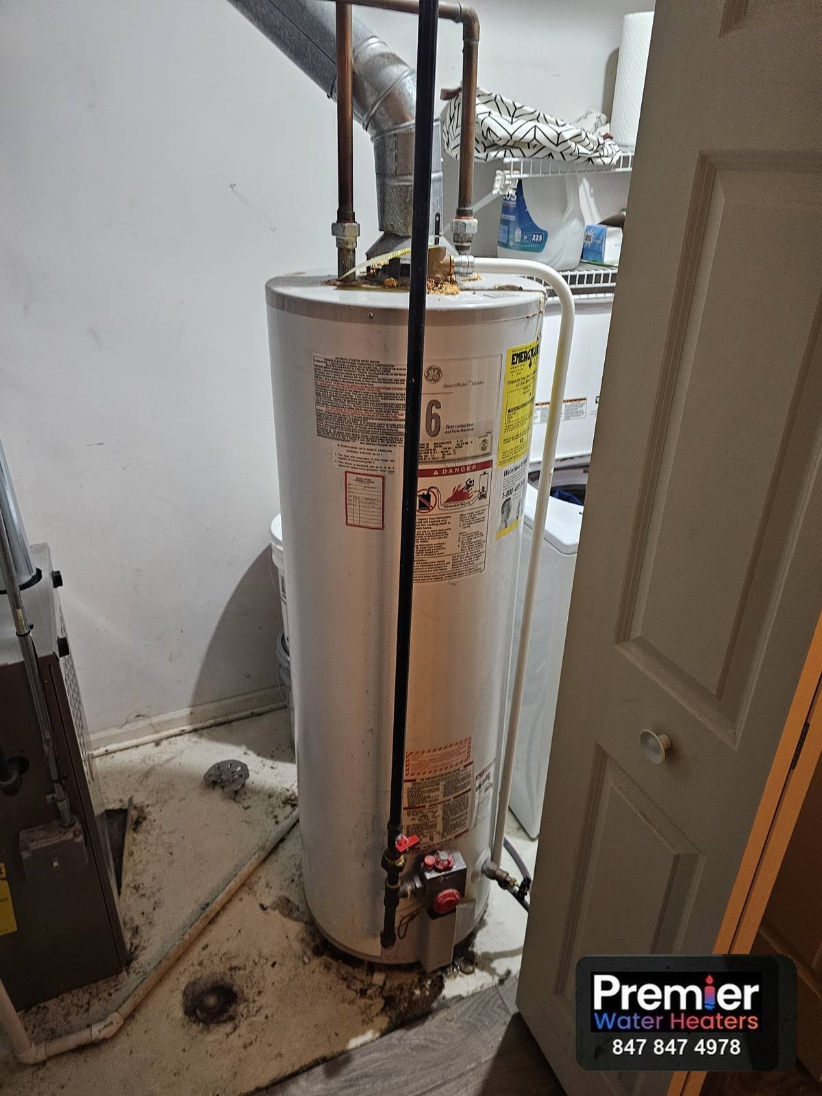 GE SmartWater gas water heater leaking before replacement Palatine IL