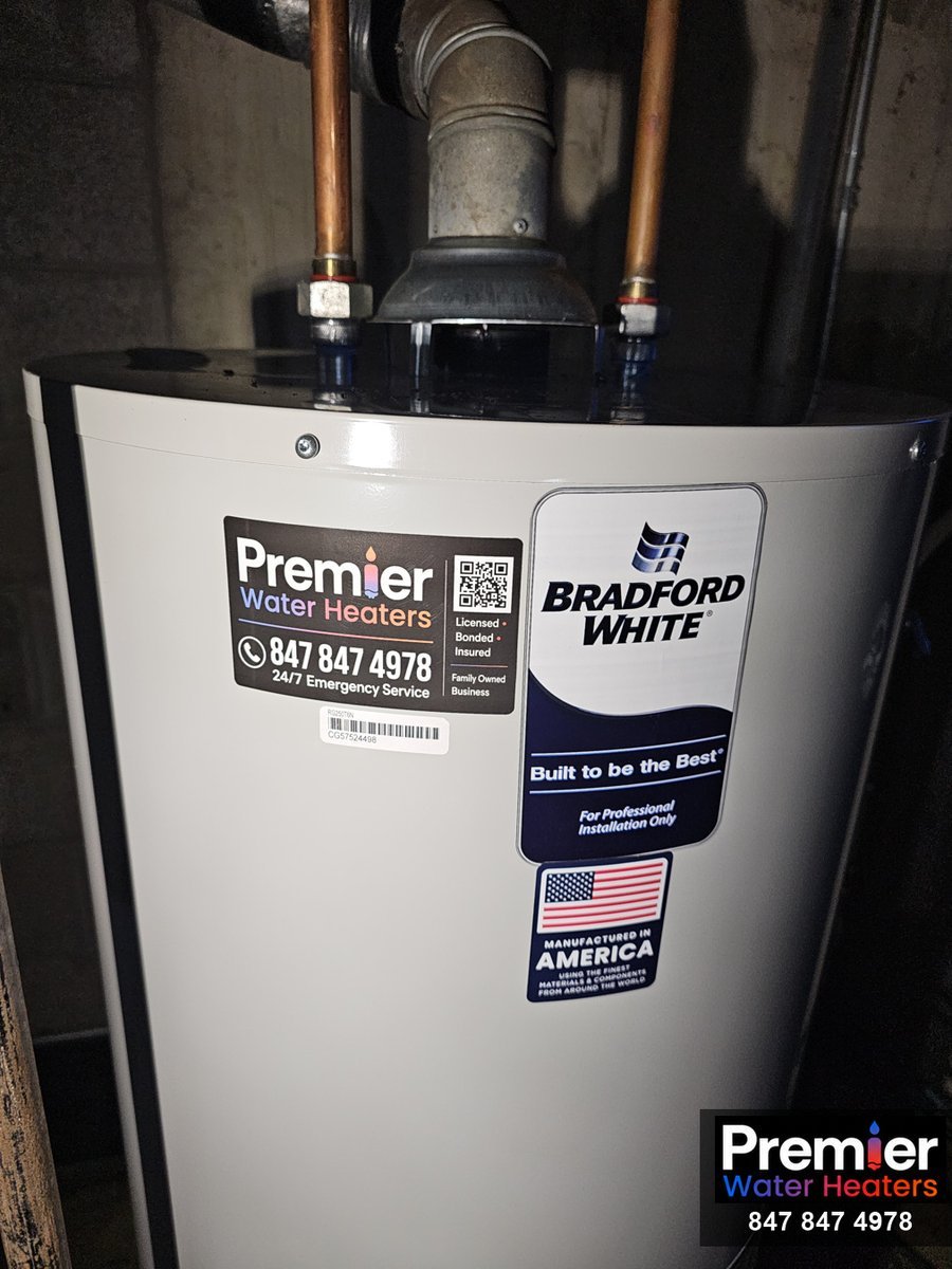 Bradford White 50-gallon water heater close-up Hawthorn Woods IL Premier Water Heaters