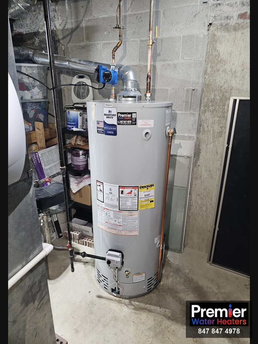 Bradford White 75-gallon water heater installed Palatine IL Premier Water Heaters
