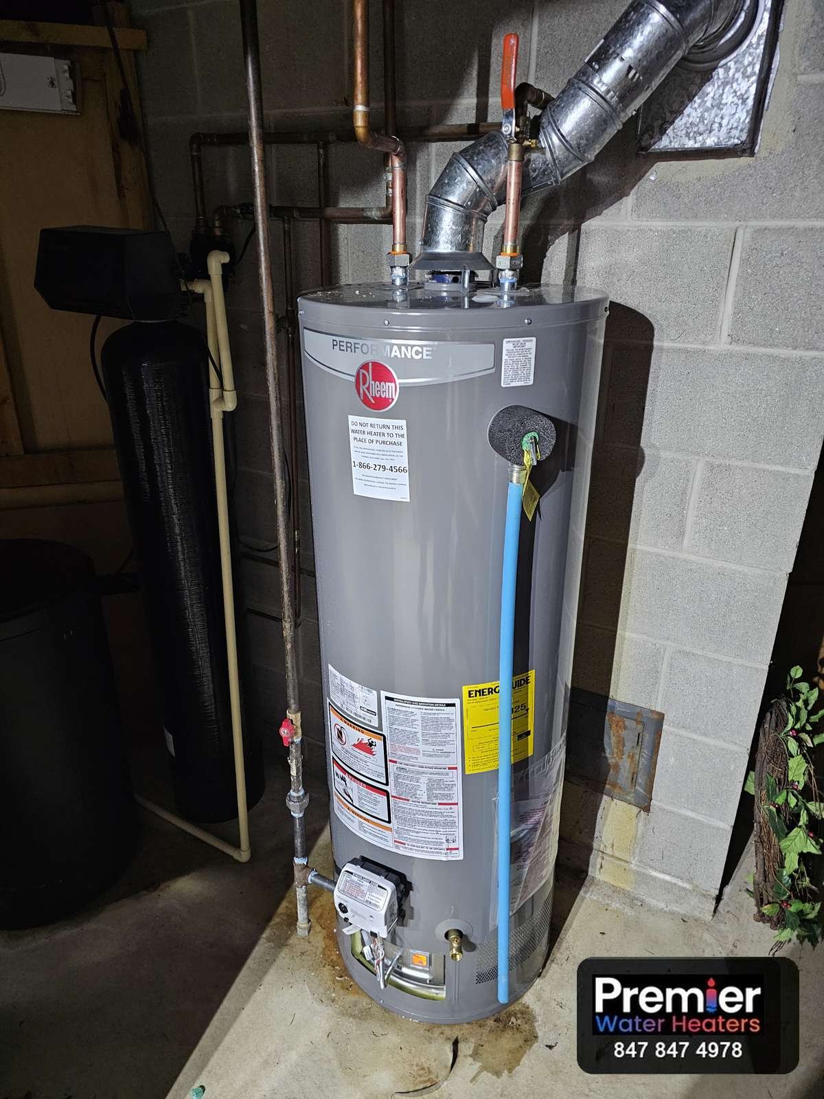 Rheem 50 gallon gas water heater installed Mount Prospect IL Premier Water Heaters