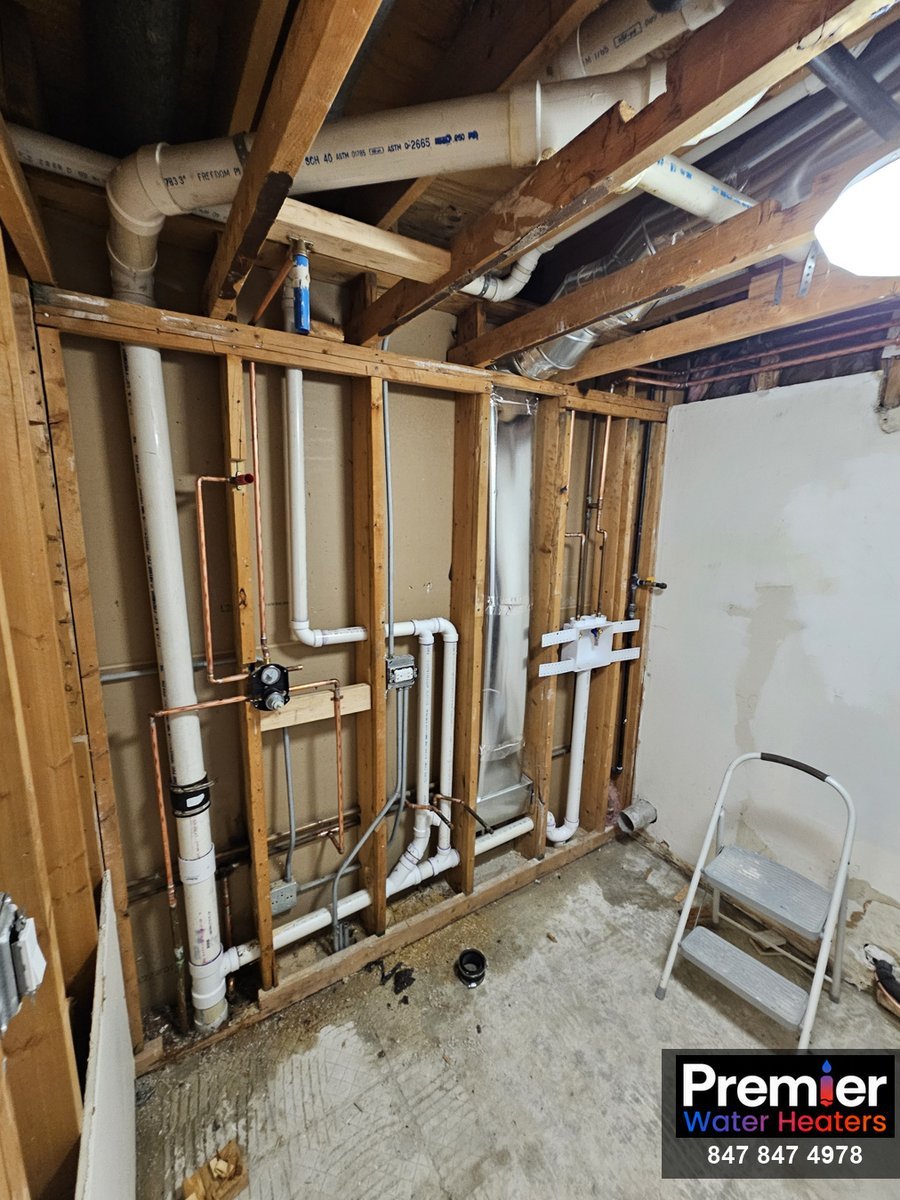 Utility room freed up for new shower and laundry after tankless conversion Schaumburg IL