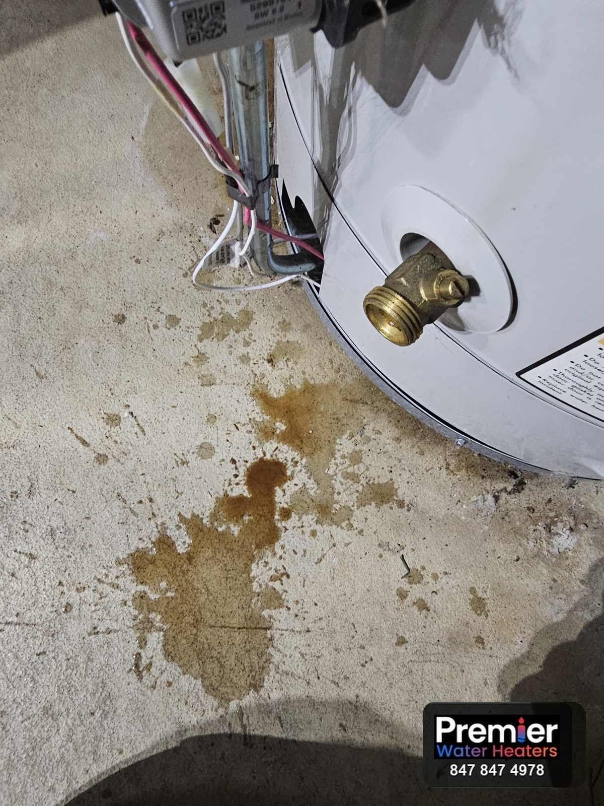 Water leaking onto basement floor from failed water heater Mount Prospect IL