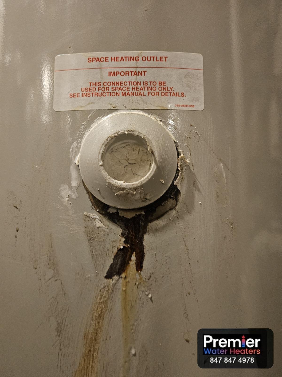 Water heater tank leak and corrosion at fitting Barrington IL